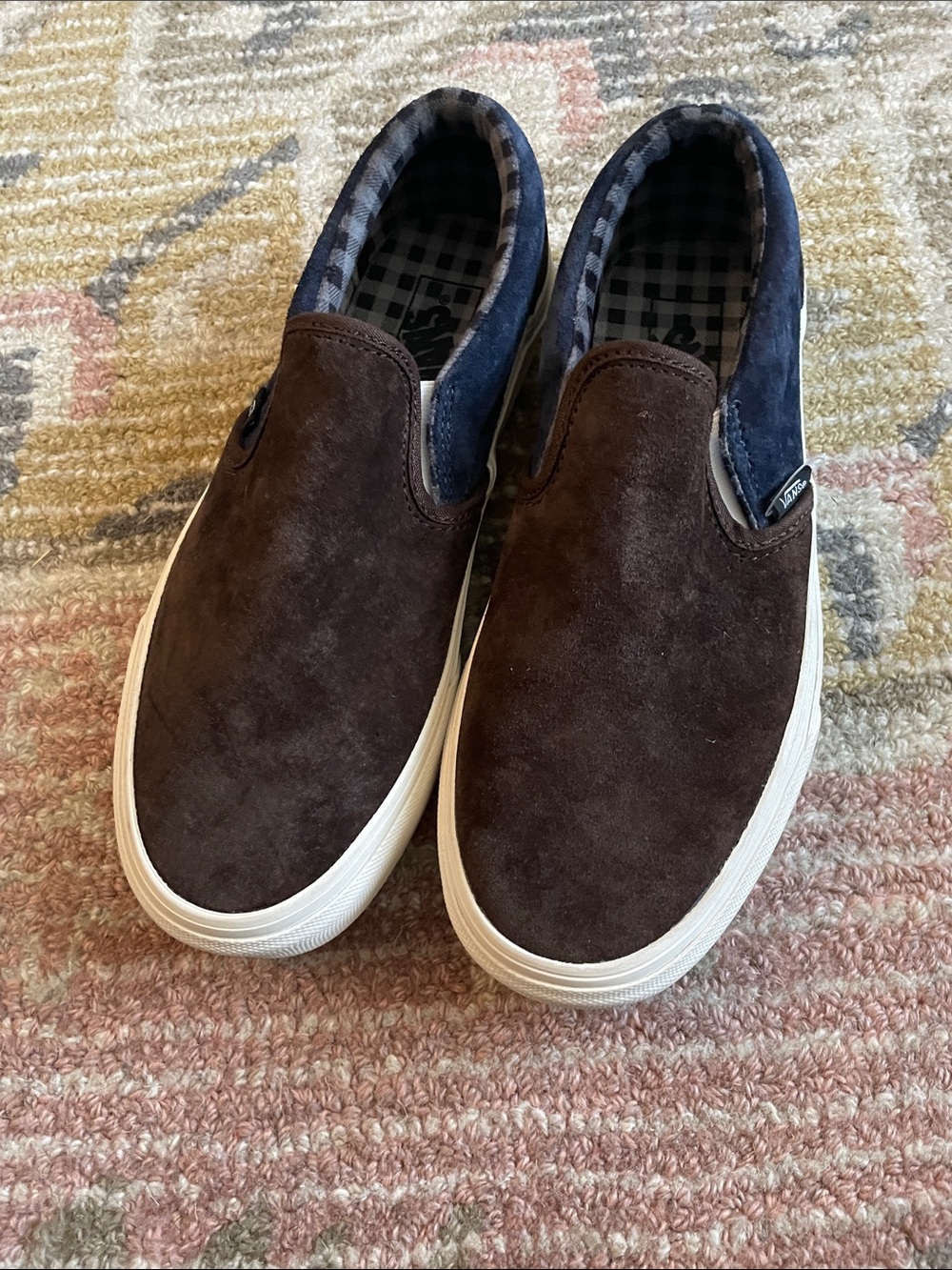 Vans Brown Suede and Navy Slip-On Sneakers